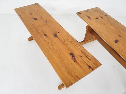 Scandinavian Modern Pinewood Benches, 1960s-ZO-808180