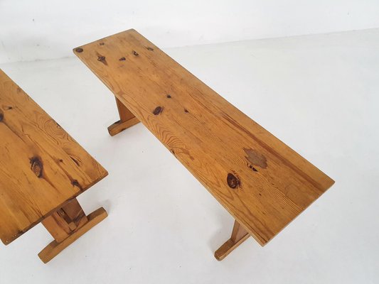 Scandinavian Modern Pinewood Benches, 1960s-ZO-808180