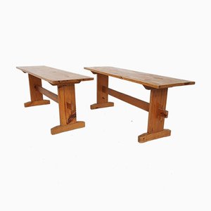 Scandinavian Modern Pinewood Benches, 1960s-ZO-808180