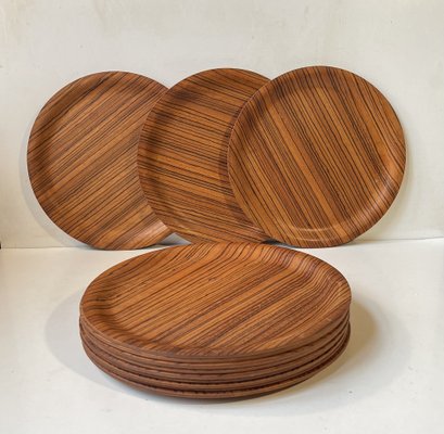 Scandinavian Modern Plates in Zebrawood, 1960s, Set of 12-LCR-1794476