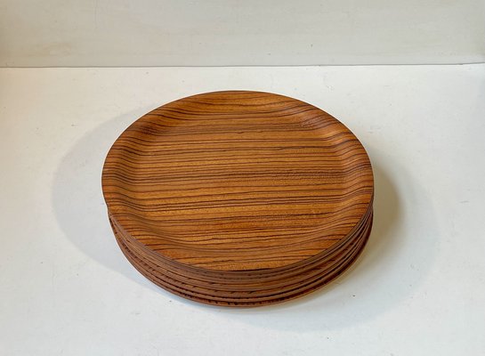 Scandinavian Modern Plates in Zebrawood, 1960s, Set of 12-LCR-1794476