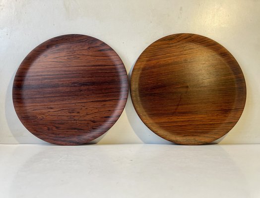 Scandinavian Modern Round Rosewood Serving Trays, 1960s, Set of 2-LCR-1756000