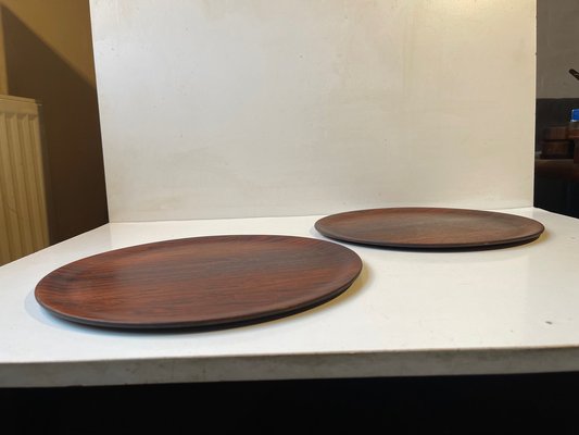 Scandinavian Modern Round Rosewood Serving Trays, 1960s, Set of 2-LCR-1756000