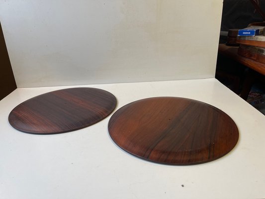 Scandinavian Modern Round Rosewood Serving Trays, 1960s, Set of 2-LCR-1756000