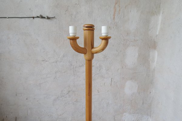 Scandinavian Modern Sculptural Floor Lamps in Pine, Sweden 1970s, Set of 2-UYK-1300664