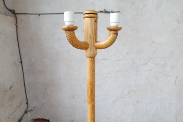 Scandinavian Modern Sculptural Floor Lamps in Pine, Sweden 1970s, Set of 2-UYK-1300664