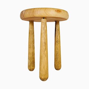 Scandinavian Modern Sculptural Stool Pine, Sweden, 1970s-UYK-1216763