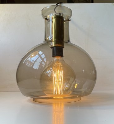 Scandinavian Modern Soap Bubble Ceiling Lamp in Smoke Glass by Jonas Hidle for Høvik Verk, 1960s-LCR-2031575