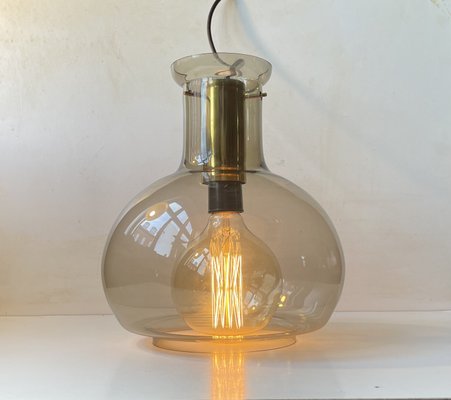 Scandinavian Modern Soap Bubble Ceiling Lamp in Smoke Glass by Jonas Hidle for Høvik Verk, 1960s-LCR-2031575