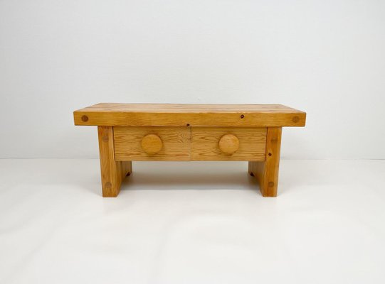 Scandinavian Modern Solid Pine Bench from Fröseke, Sweden, 1970s-UYK-890155