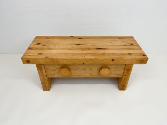 Scandinavian Modern Solid Pine Bench from Fröseke, Sweden, 1970s-UYK-890155