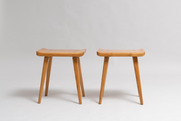 Scandinavian Modern Solid Pine Visingsö Stools by Carl Malmsten, Set of 6-MJF-1028980