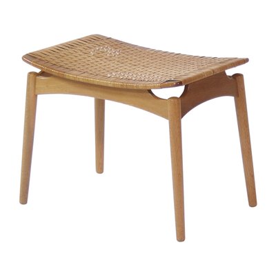 Scandinavian Modern Stool in Oak and Cane by Ølholm Møbelfabrik, Denmark, 1950s-WRF-714069