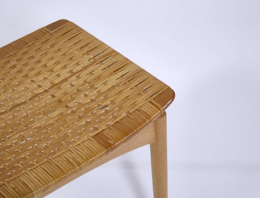 Scandinavian Modern Stool in Oak and Cane by Ølholm Møbelfabrik, Denmark, 1950s-WRF-714069