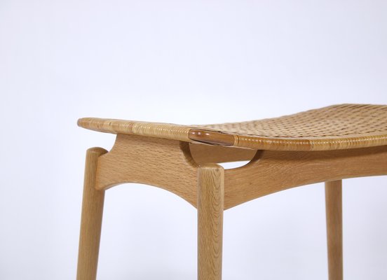 Scandinavian Modern Stool in Oak and Cane by Ølholm Møbelfabrik, Denmark, 1950s-WRF-714069