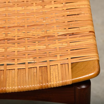 Scandinavian Modern Stool in Teak and Cane from Ølholm Møbelfabrik, 1950s-JK-2043626