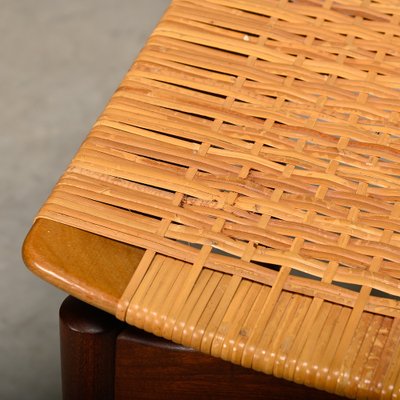 Scandinavian Modern Stool in Teak and Cane from Ølholm Møbelfabrik, 1950s-JK-2043626