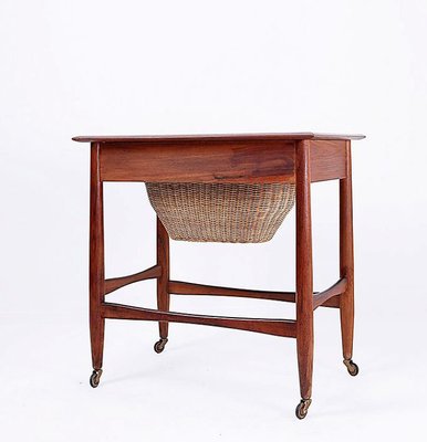 Scandinavian Modern Teak Sewing Basket End Table attributed to Johannes Andersen-JG-1786515