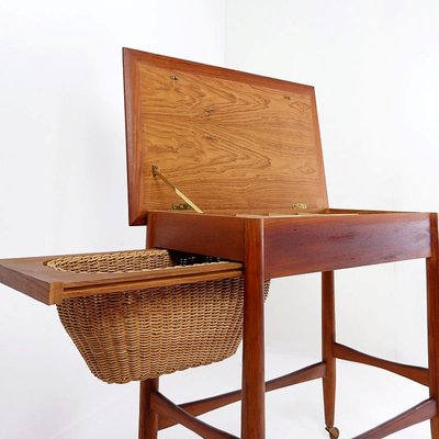 Scandinavian Modern Teak Sewing Basket End Table attributed to Johannes Andersen-JG-1786515