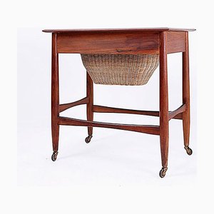 Scandinavian Modern Teak Sewing Basket End Table attributed to Johannes Andersen-JG-1786515