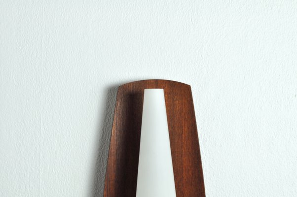 Scandinavian Modern Wall Light in Teak Brass and Opaline Glass, 1960s-HPQ-1299519