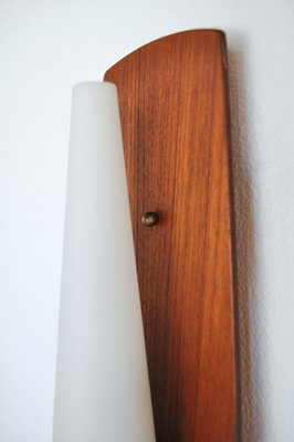 Scandinavian Modern Wall Light in Teak, Brass and Opaline Glass, 1960s-HPQ-1279442