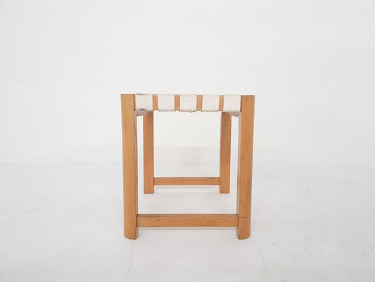 Scandinavian Modern Wooden Stool with White Bands, 1970s-ZO-1585935