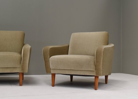 Scandinavian Mohair Curved Sofa and Armchair, Denmark, 1950s, Set of 2-TE-1349055