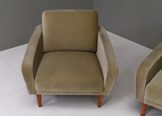 Scandinavian Mohair Curved Sofa and Armchair, Denmark, 1950s, Set of 2-TE-1349055