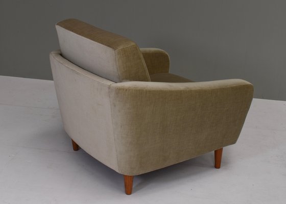 Scandinavian Mohair Curved Sofa and Armchair, Denmark, 1950s, Set of 2-TE-1349055