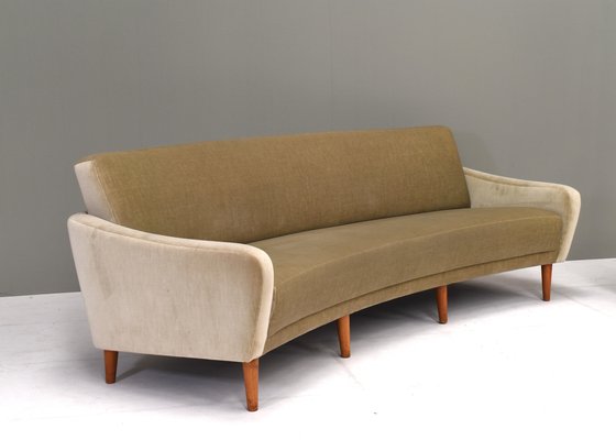 Scandinavian Mohair Curved Sofa and Armchair, Denmark, 1950s, Set of 2-TE-1349055