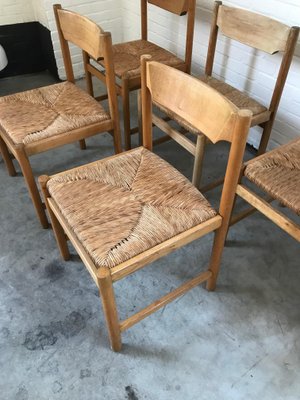 Scandinavian Oak and Rattan Dining Chairs, 1970s, Set of 5-DVX-2020622