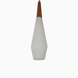 Scandinavian Opaline Glass Pendant Lamp, 1960s-OV-958566