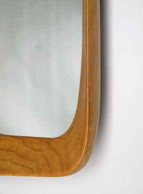 Scandinavian Organic Shaped Teak, Leather & Brass Wall Mirror, 1960s-EY-986881