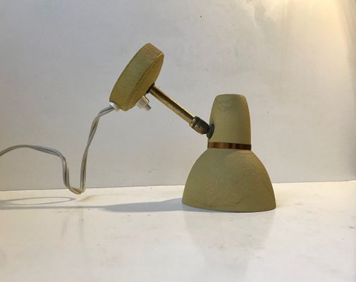 Scandinavian Pastel Yellow Wall Lamp in Brass & Aluminium, 1950s-LCR-841643