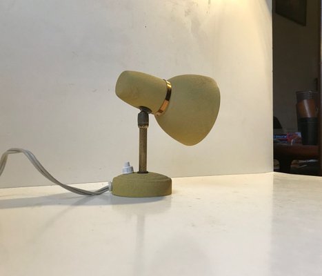 Scandinavian Pastel Yellow Wall Lamp in Brass & Aluminium, 1950s-LCR-841643