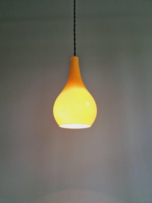 Scandinavian Pendant Light in Honey-Colored Opaline Glass, 1960s-FAX-2015963