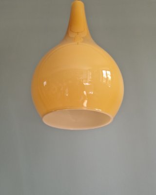 Scandinavian Pendant Light in Honey-Colored Opaline Glass, 1960s-FAX-2015963