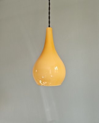 Scandinavian Pendant Light in Honey-Colored Opaline Glass, 1960s-FAX-2015963