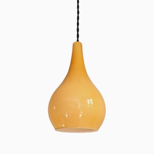 Scandinavian Pendant Light in Honey-Colored Opaline Glass, 1960s-FAX-2015963