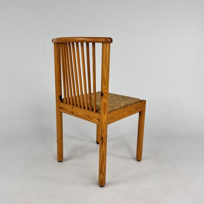 Scandinavian Pine and Rush Dining Chairs, 1970s, Set of 6-RMX-1728791