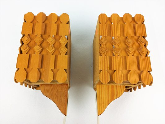 Scandinavian Pine Sconces, 1960s, Set of 2-YBU-691629