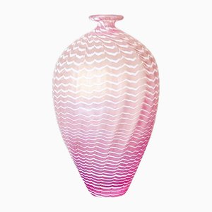 Scandinavian Pink and White Glass Vase by Bertil Vallien for Kosta Boda, 1980s-BMM-2032282