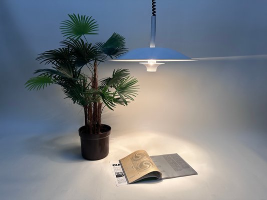 Scandinavian Postmodern Height-Adjustable Aluminium Halogen Hanging Lamp, 1980s-JP-1793176