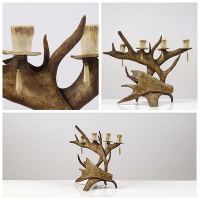 Scandinavian Reindeer Wooden Candlestick-DQG-1763042