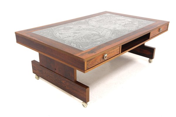 Scandinavian Rosewood and Metal Coffee Table from Alberts Tibro, 1960-GEK-1769045