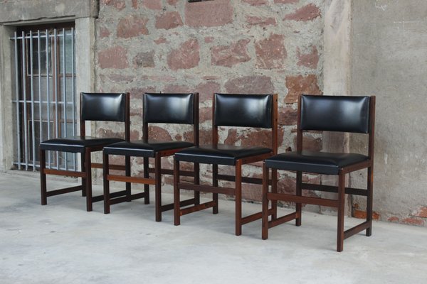 Scandinavian Rosewood and Skai Chairs, Denmark, 1950s, Set of 4-WEQ-1150717