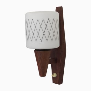 Scandinavian Sconce in Teak and Opaline Glass-YDZ-1288929