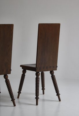 Scandinavian Sculptural Side Chairs in Carved Dark Stained Oak, Set of 2-WRF-1290107