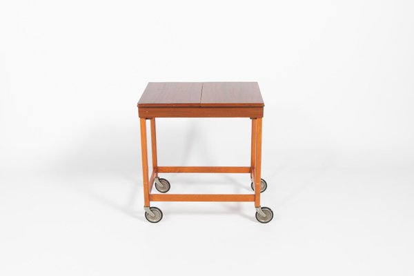 Scandinavian Side Table on Wheels, 1960s-KMC-876426